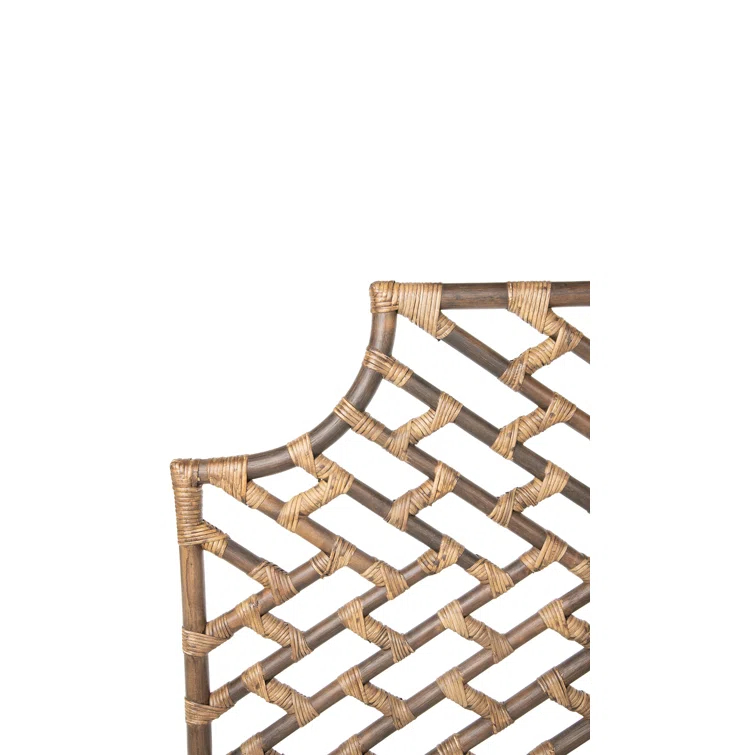 California King Antique Brown Rattan Wicker Headboard