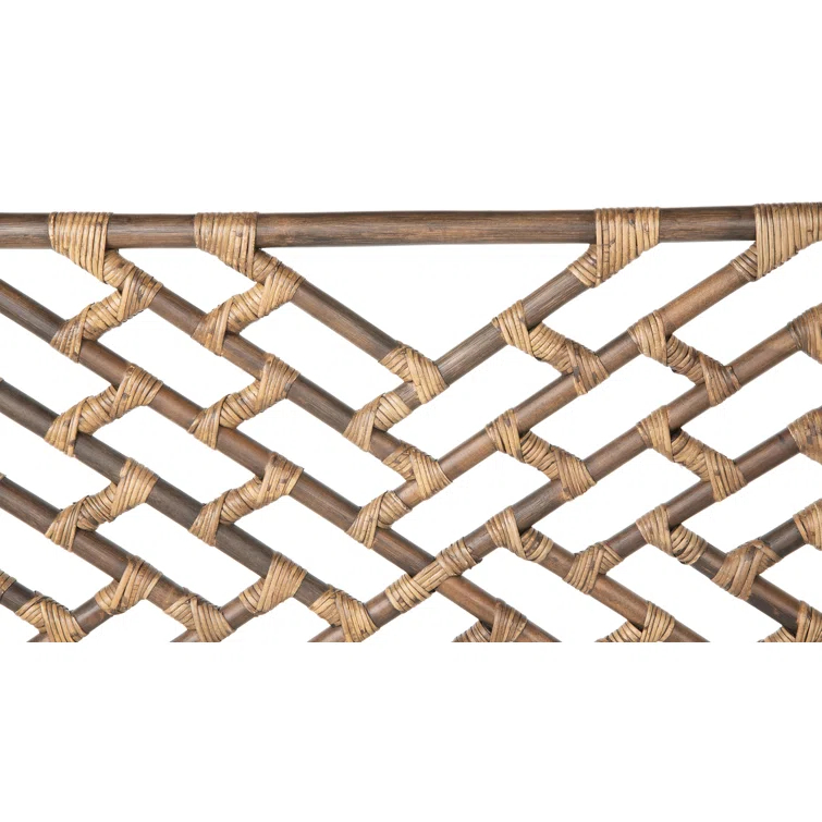 California King Antique Brown Rattan Wicker Headboard