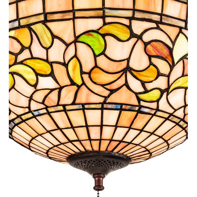 Meyda Tiffany 214929 Tiffany Turning Leaf 3 Light 16" Wide Semi-Flush Bowl Ceiling Fixture