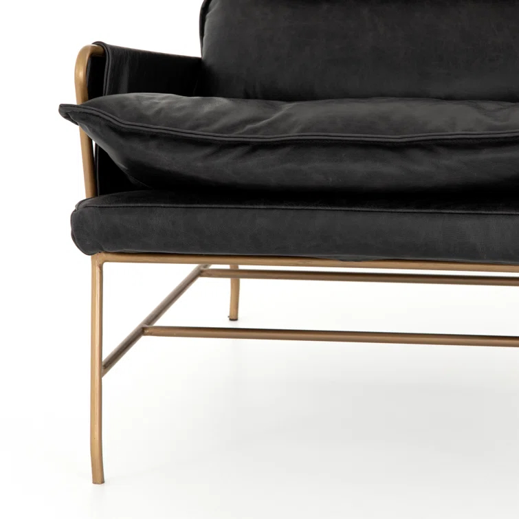 Sonoma Black Transitional Leather & Metal Arm Chair