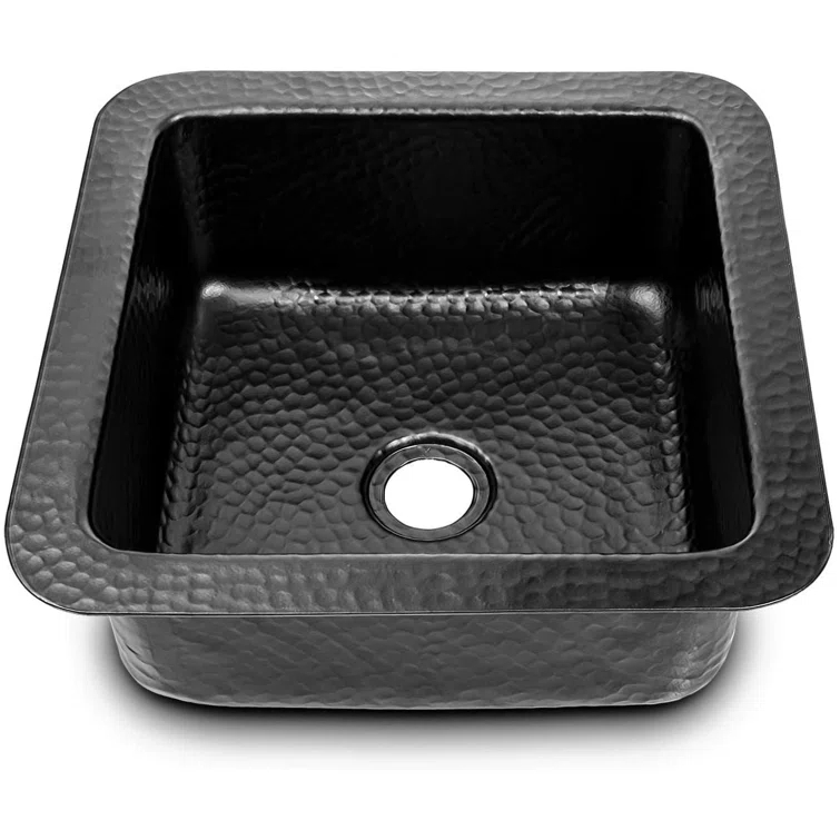 Aluminum Hand Hammered Glasgow Dual Mount Single Bowl Bar Prep Sink 12", Black