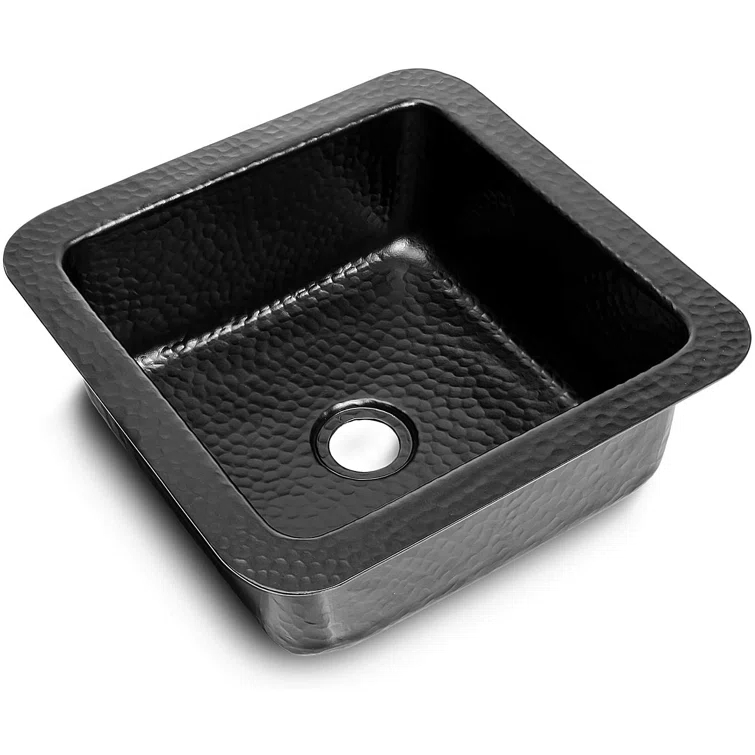 Aluminum Hand Hammered Glasgow Dual Mount Single Bowl Bar Prep Sink 12", Black