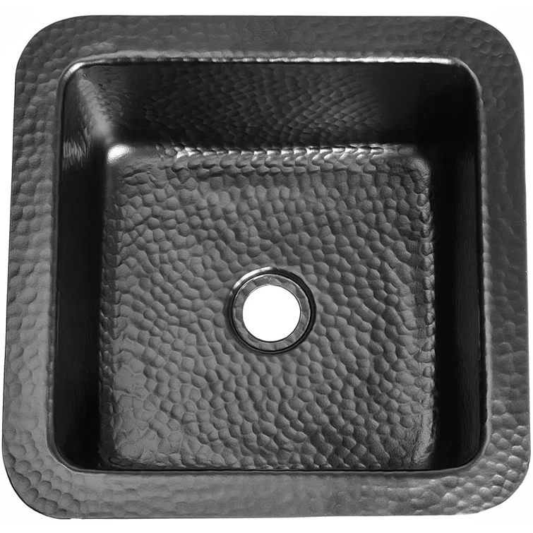 Aluminum Hand Hammered Glasgow Dual Mount Single Bowl Bar Prep Sink 12", Black