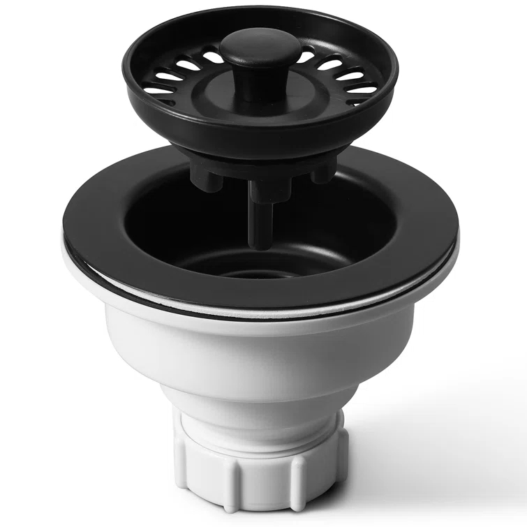 3.5-in Black Sink Strainer Assembly with Stopper for Matching Color of Granite or Fireclay Sinks