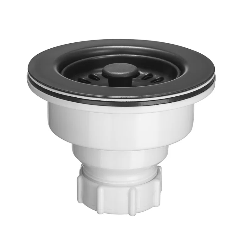 3.5-in Black Sink Strainer Assembly with Stopper for Matching Color of Granite or Fireclay Sinks