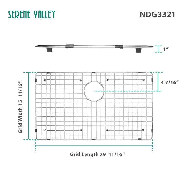 29.69-in x 15.67-in Rear Drain Heavy-Duty Stainless Steel Sink Grid