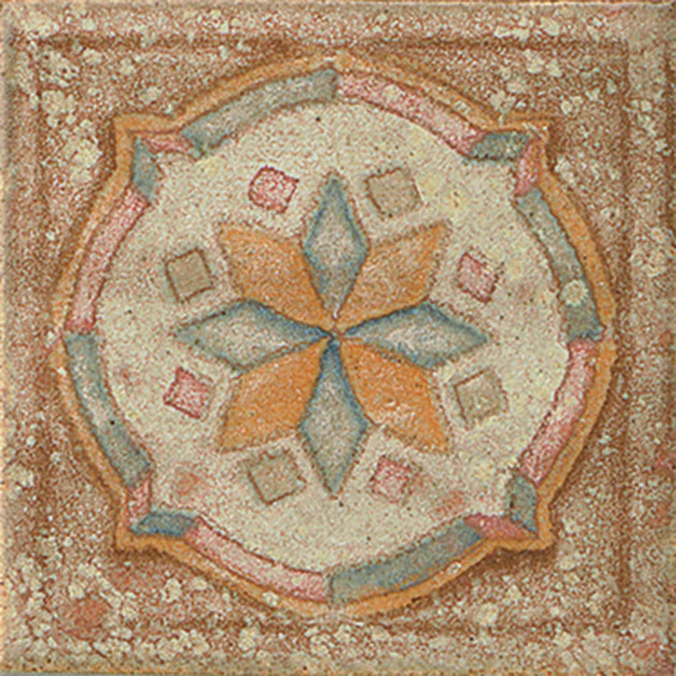 Bedrosians Cotto Nature 3'' x 3'' Hand Painted Porcelain Decorative Accent Tile
