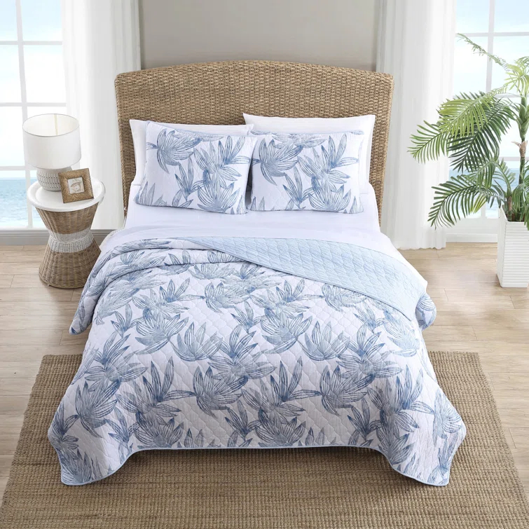 Tommy Bahama Home Tommy Bahama Kayo Blue Cotton Reversible Quilt Set