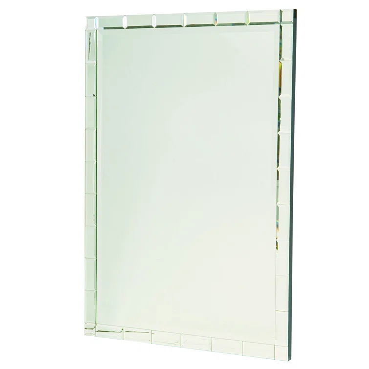 Rectangular Beveled Glass Mirror with Decorative Frame
