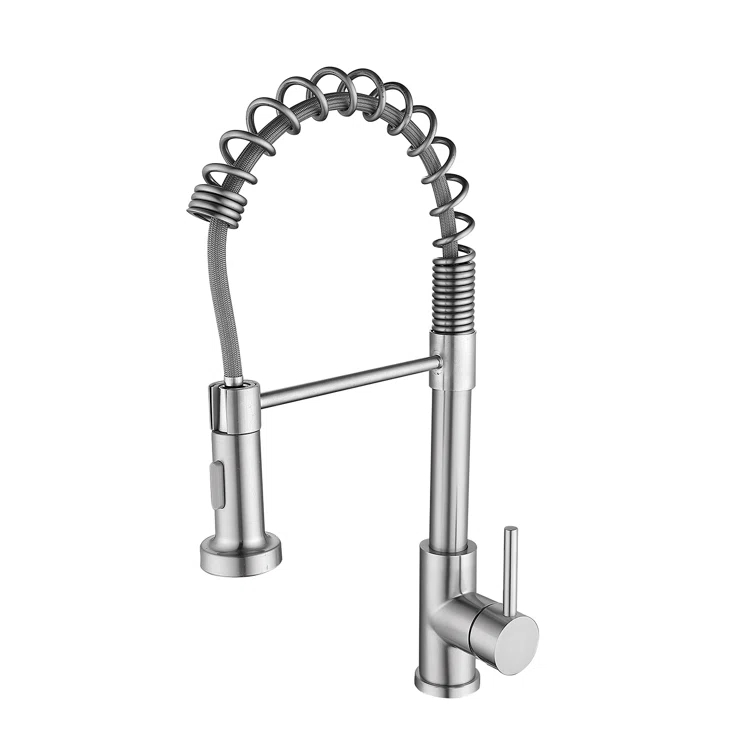 PENGFANG WORLDWIDE LLC Single Handle High Arc Pull Out Kitchen Faucet With Sprayer S2D0033BN