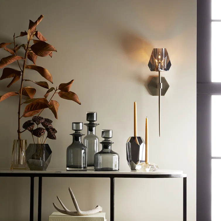 Gemma Dimmable Wallchiere Sconce in Black and Pale Brass