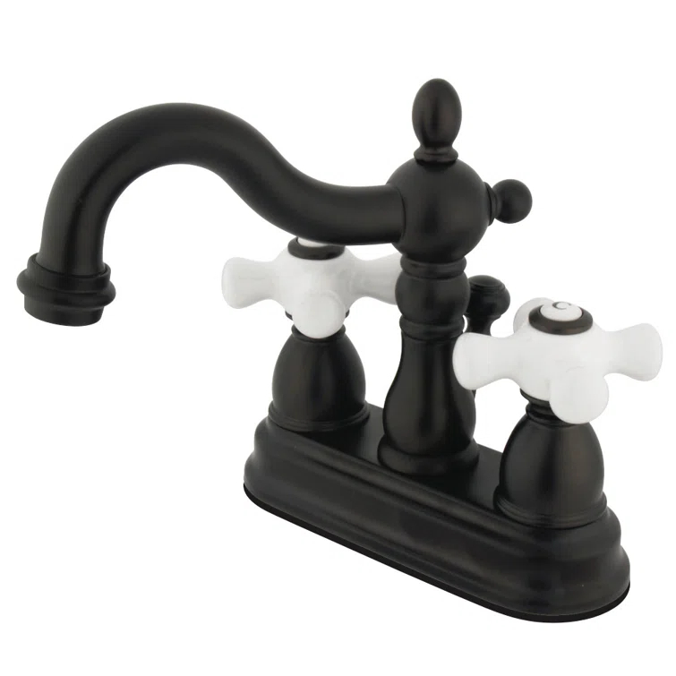 Kingston Brass KB1605PX Kingston Brass Heritage Two-Handle 3-Hole Deck Mount 4" Centerset Bathroom Faucet with Plastic Pop-Up
