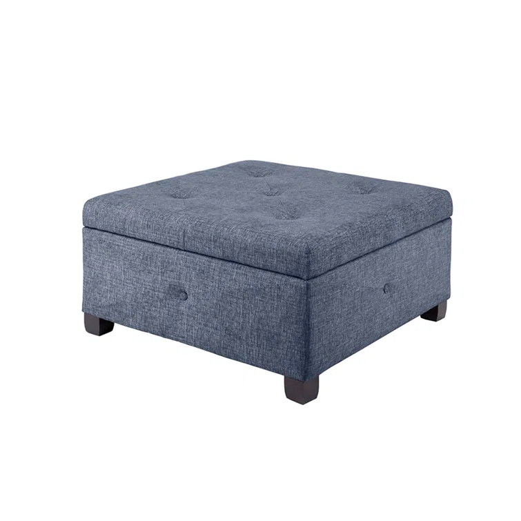 Della Button Tufted Square Storage Ottoman