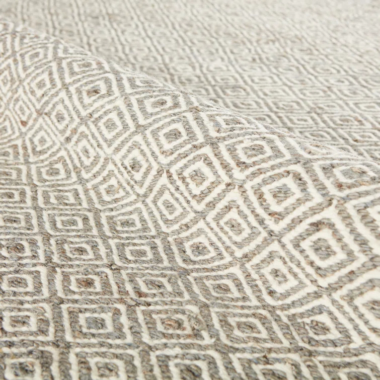Transitional Diamond Elegance 8' x 10' Gray Wool & Jute Area Rug