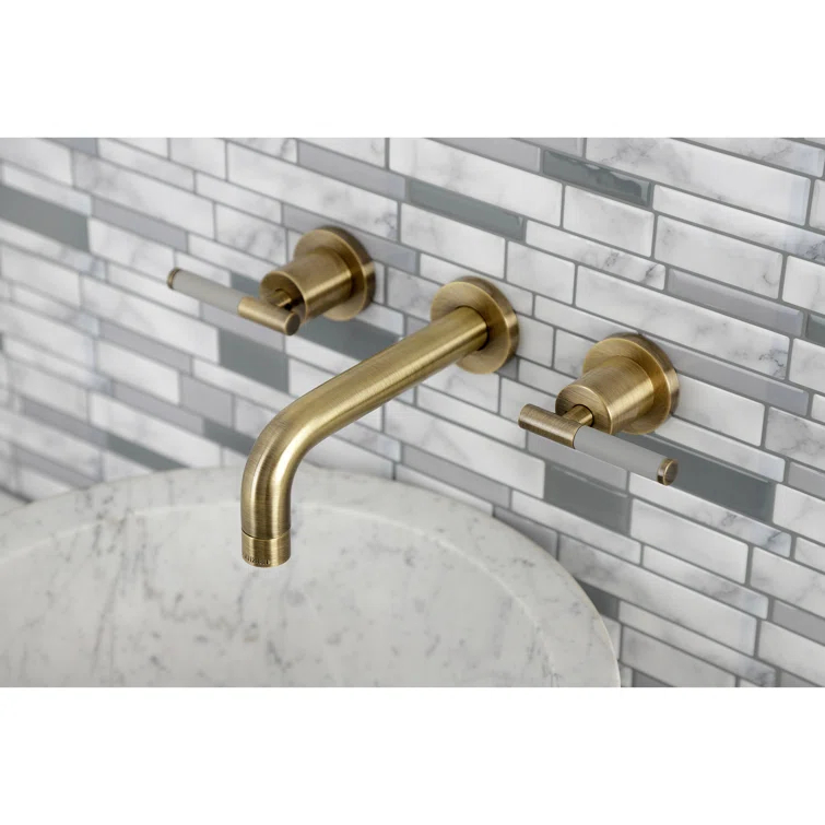 Kingston Brass Kaiser Two-Handle Wall Mount Bathroom Faucet