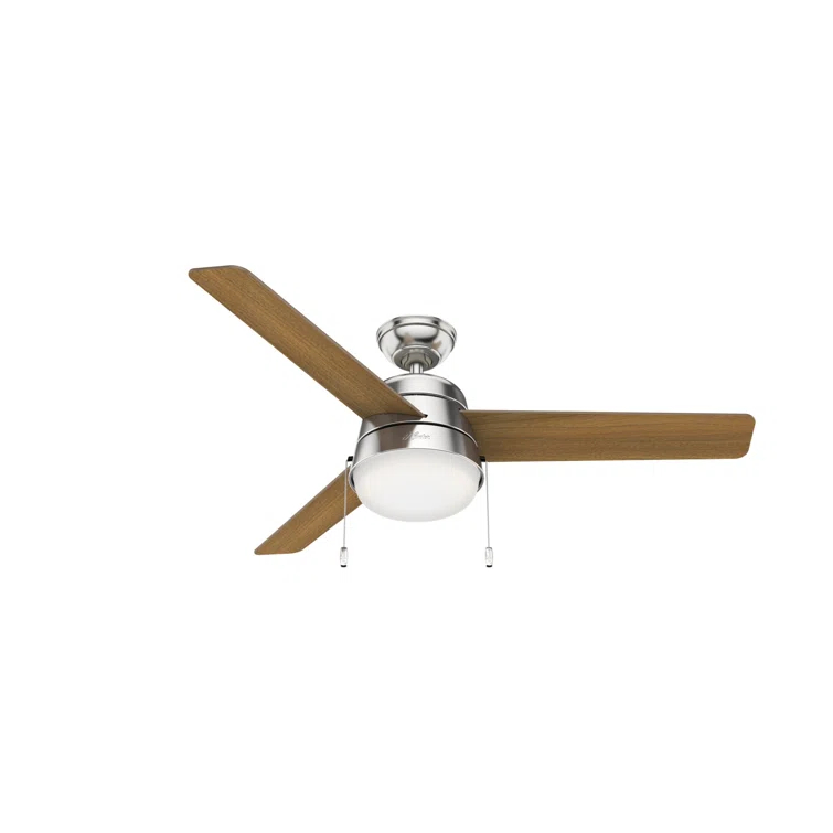 52" Aker 3 - Blade Indoor Standard Ceiling Fan with Pull Chain and Light Kit Included