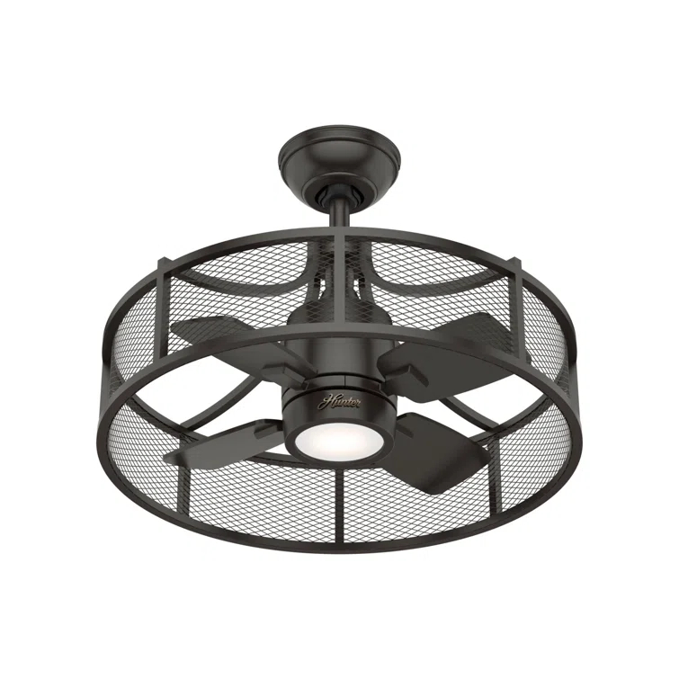 24" Seattle 4 - Blade Caged Ceiling Fan with Wall Control and LED Light Kit Included