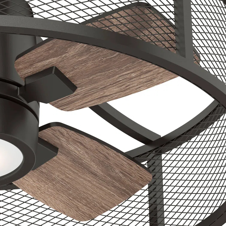 24" Seattle 4 - Blade Caged Ceiling Fan with Wall Control and LED Light Kit Included