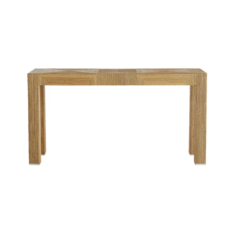 Palmetto 60'' Natural Woven Rope and Glass Console Table with Storage