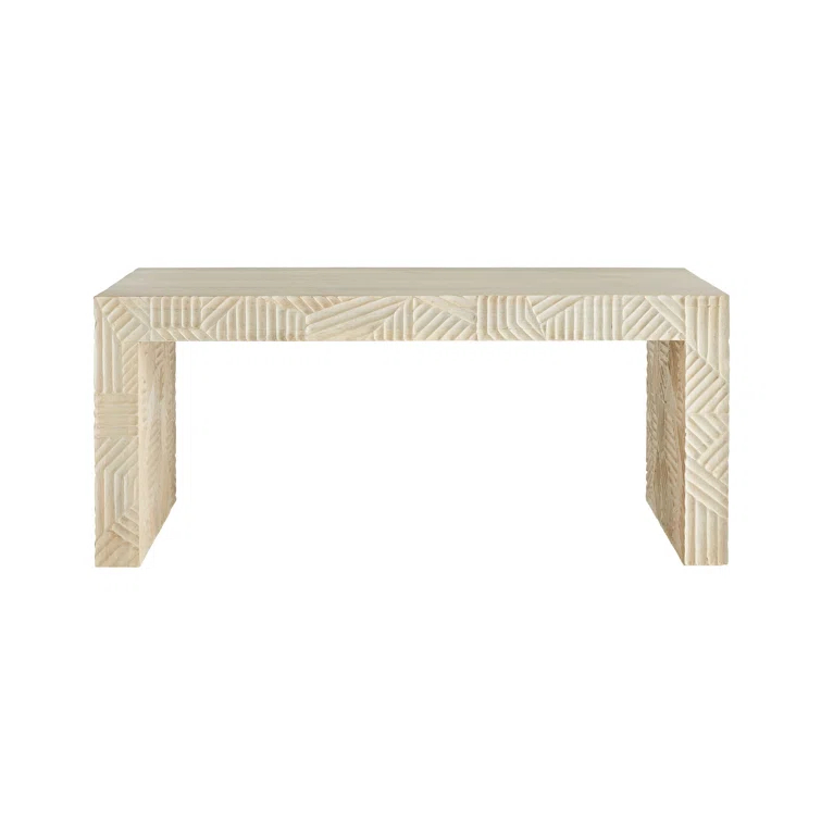 Beth Webb Inspired White Washed Mango Wood Rectangular Cocktail Table