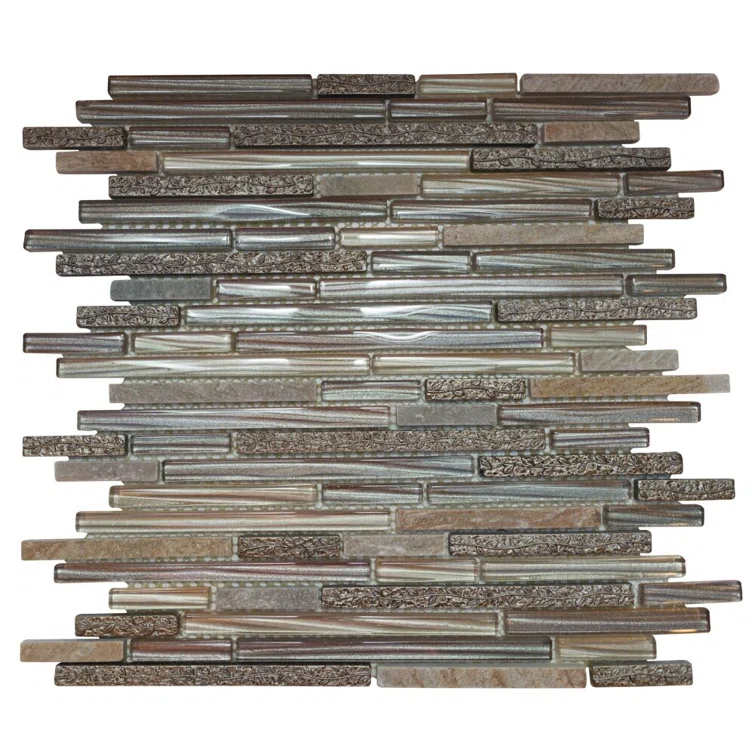 The Tile Life Garden 12" x 12" Natural Stone and Glass Mosaic Wall Tile