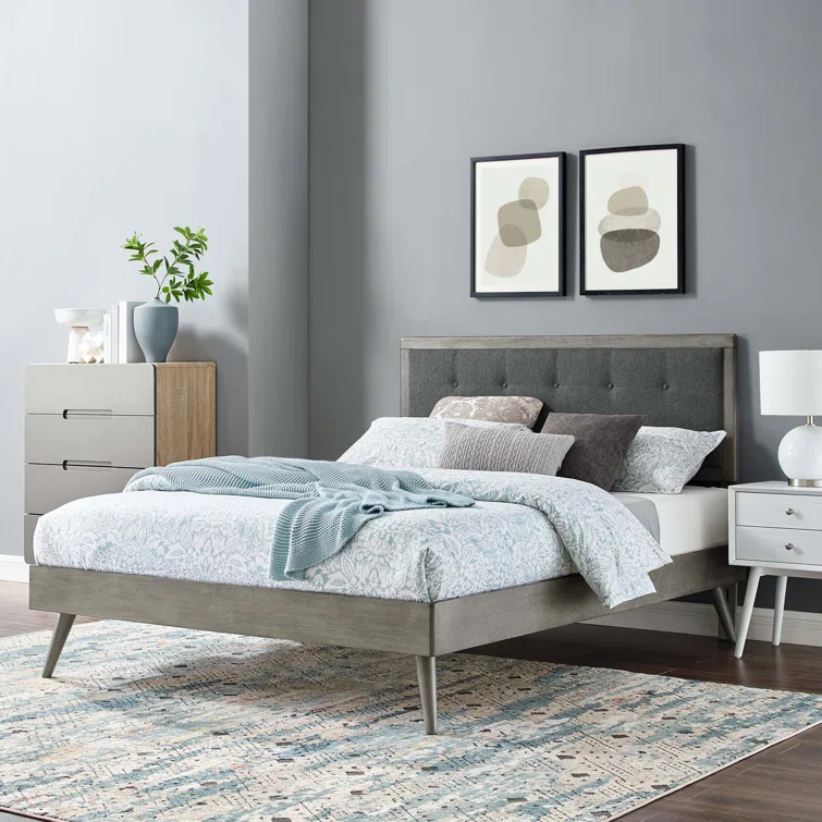 Willow Wood Platform Bed with Splayed Legs