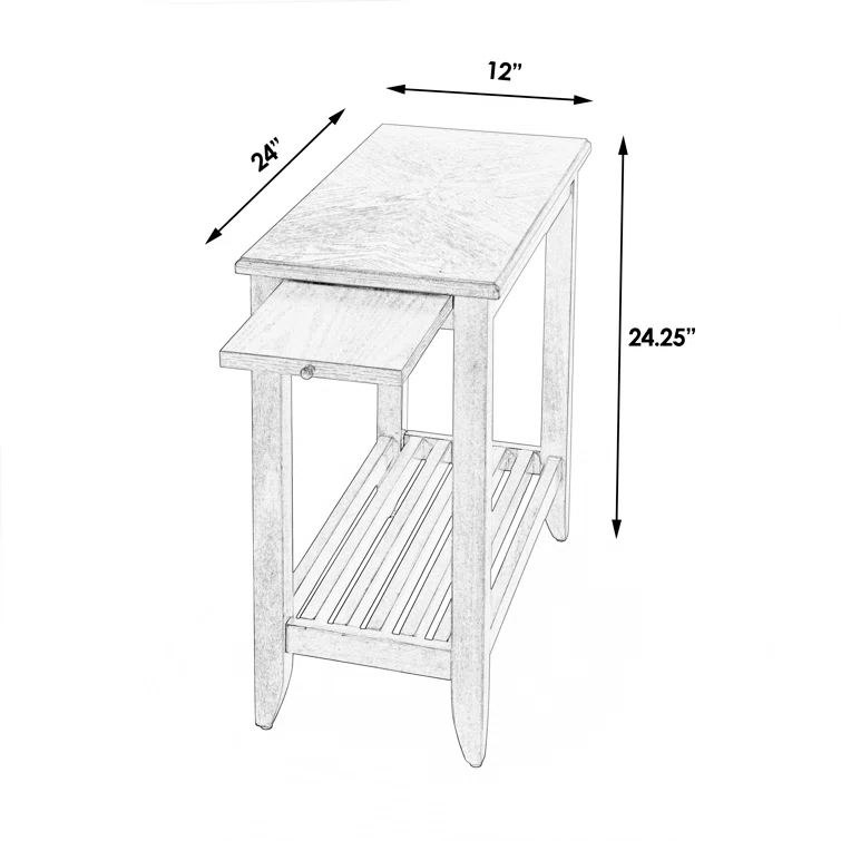 Petite Off-White Birch Side Table with Tapered Legs