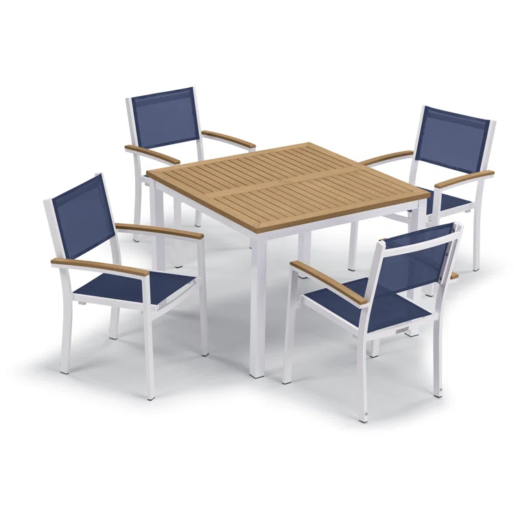 Travira Square 4 - Person 40" Long Powder Coated Aluminum Patio Dining Set
