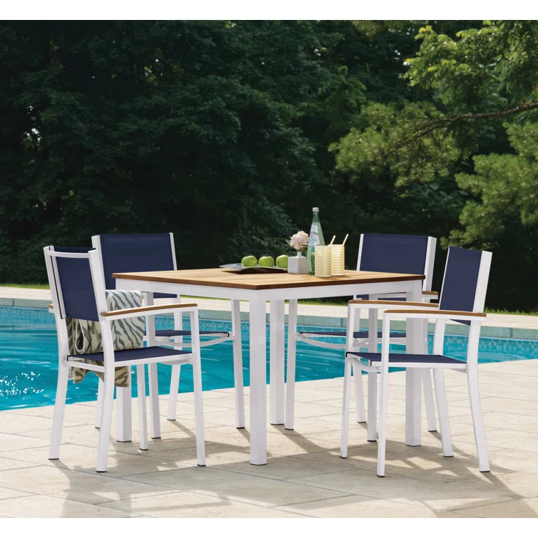 Travira Square 4 - Person 40" Long Powder Coated Aluminum Patio Dining Set