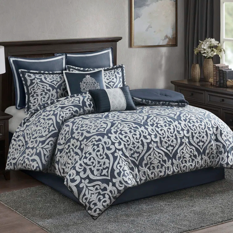 Madison Park Odette Jacquard 8 Piece Comforter Set