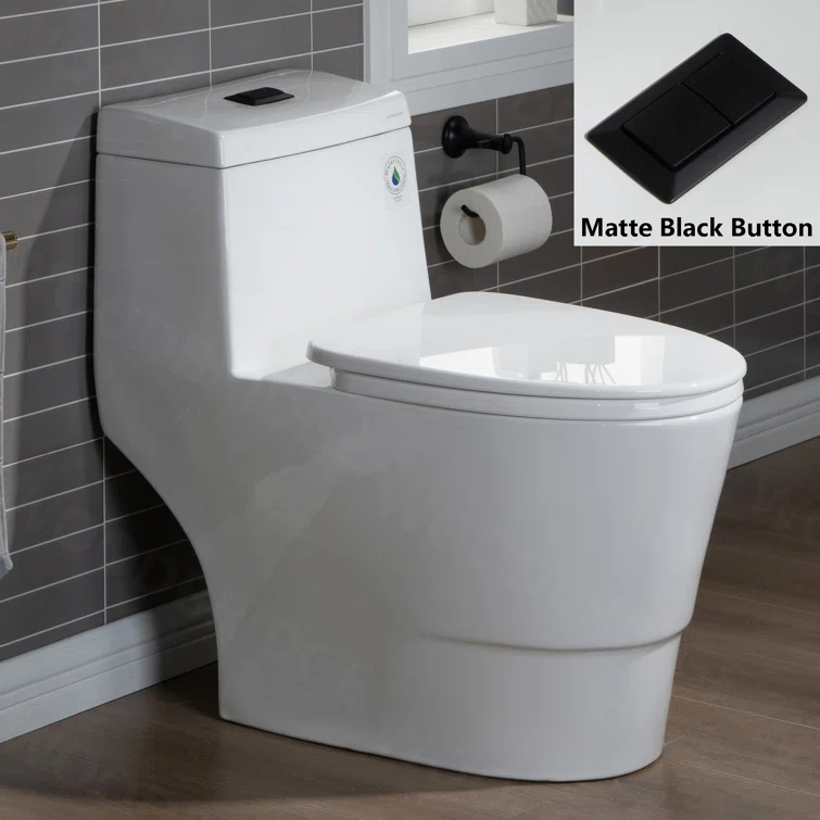 1.28 GPF Elongated Comfort ADA Height One Piece Dual-Flush Toilet with Soft-Closing Seat,MAP Flushing 1000G