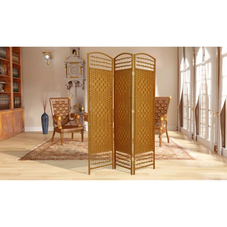 Red Lantern 5 1/2 ft. Tall Fiber Weave Light Beige-3 Panel Room Divider