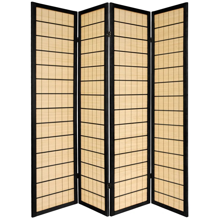 6 ft. Black 4-Panel Room Divider