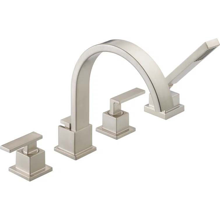Vero Double Handle Deck Mounted Roman Tub Faucet with Handshower