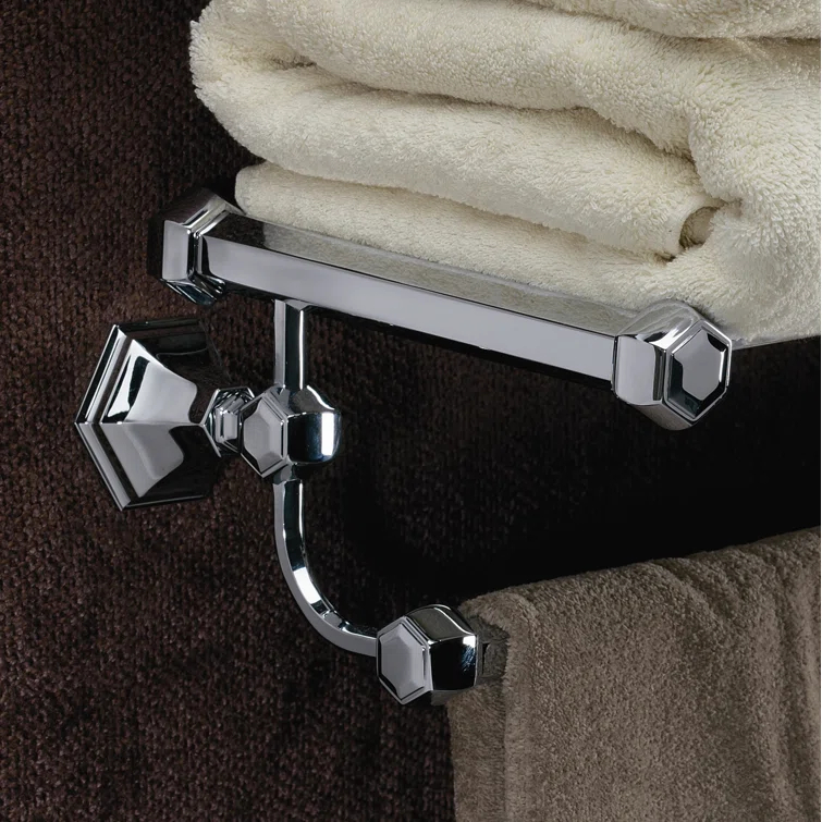 Nicole Metal Accent Shelf with Towel Bar
