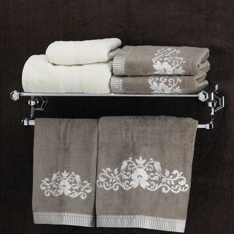 Nicole Metal Accent Shelf with Towel Bar