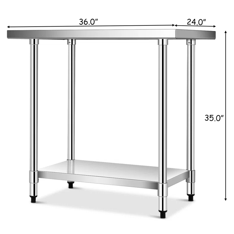 Gymax Stainless Steel 36'' L x 24'' W x 35'' H Work Table