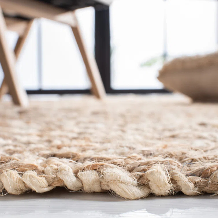 Derosier Natural Fiber Hand Woven Jute Geometric Rug