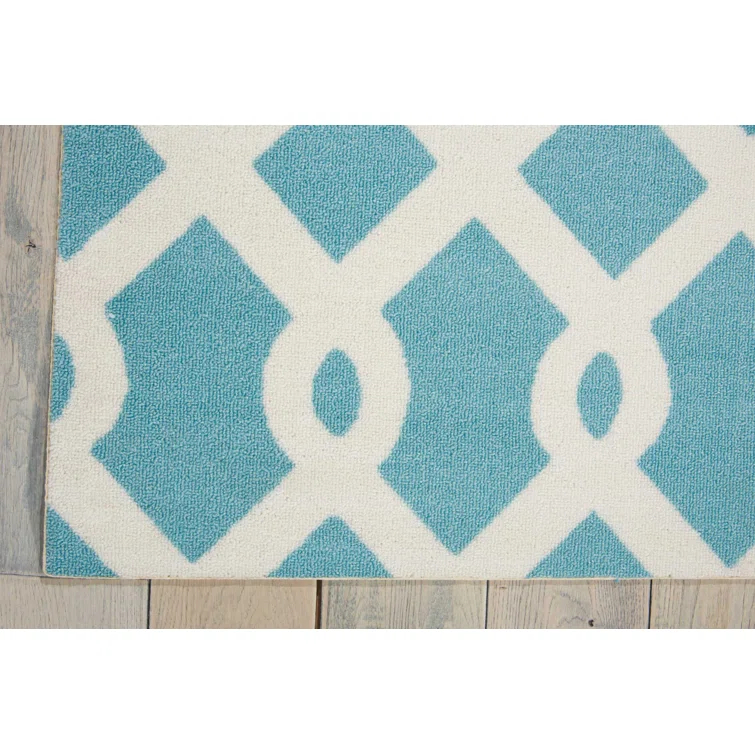Easterly Geometric Blue/White Outdoor Area Rug