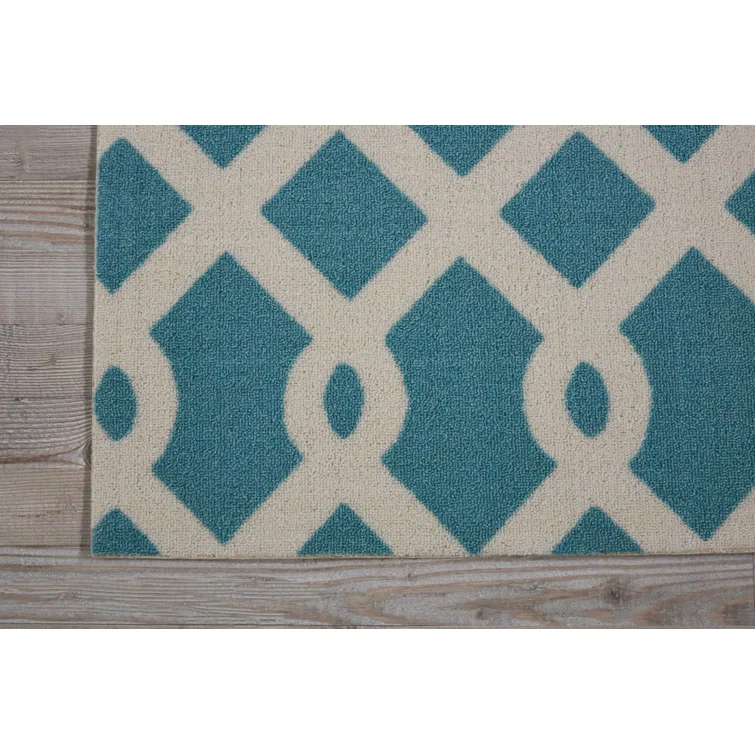 Easterly Geometric Blue/White Outdoor Area Rug