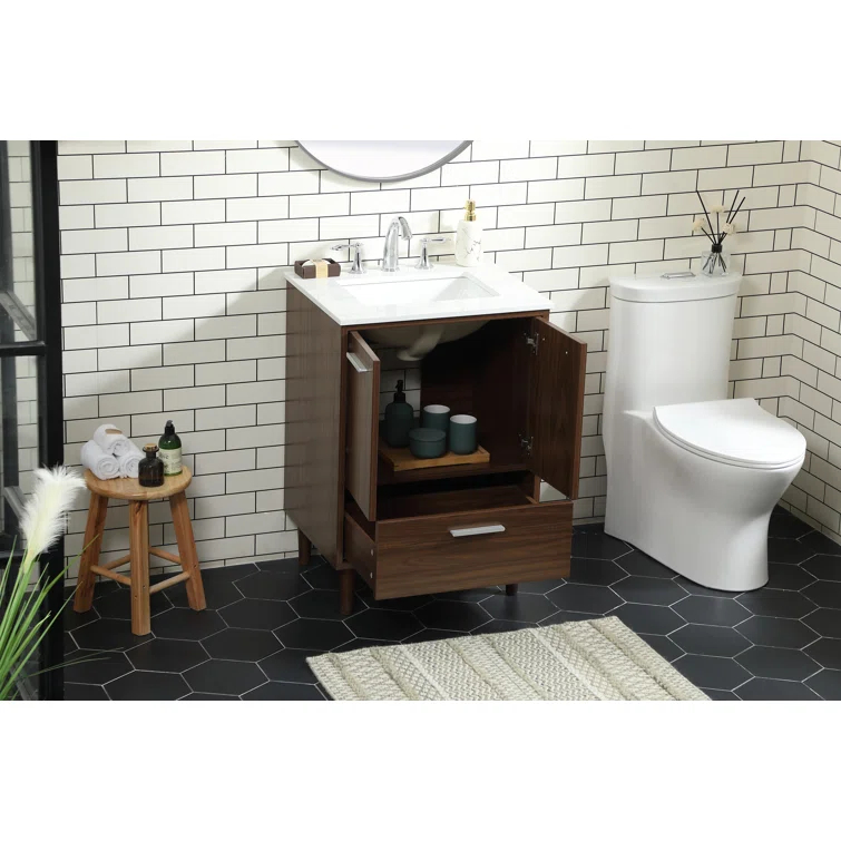 Baldwin 24'' Single Bathroom Vanity with Engineered Marble Top