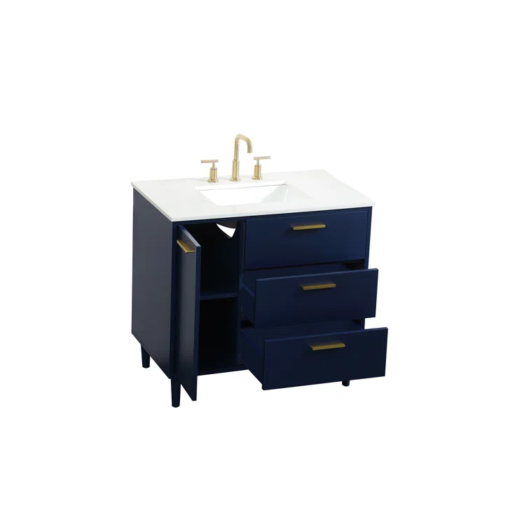 Burnie 36'' Single Bathroom Vanity with Engineered Marble Top