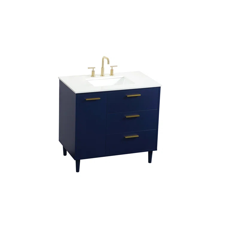Burnie 36'' Single Bathroom Vanity with Engineered Marble Top