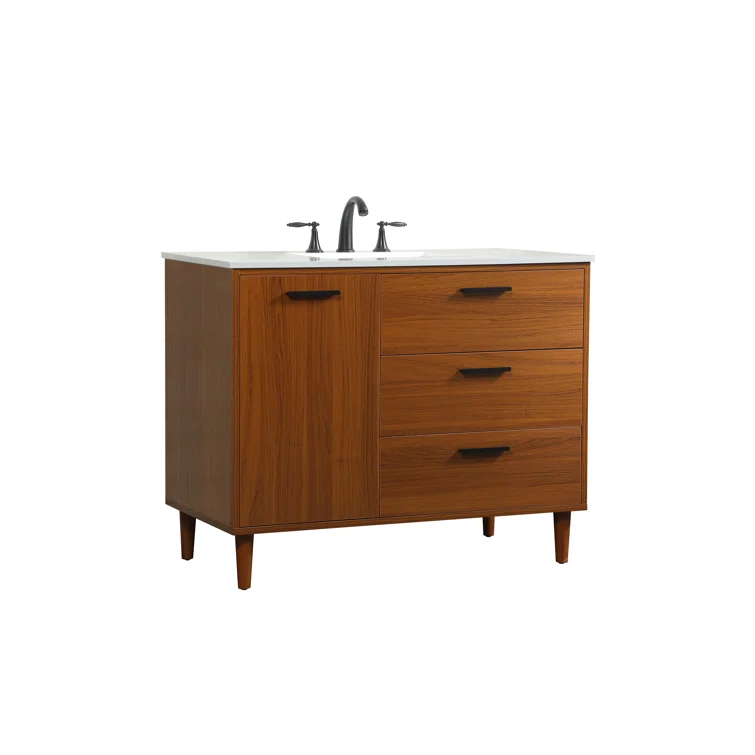 Burroughs 42'' Single Bathroom Vanity with Engineered Marble Top
