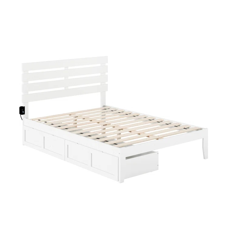 Madaket Premium Wood Farmhouse Storage Platform Bed with Under Bed Drawers