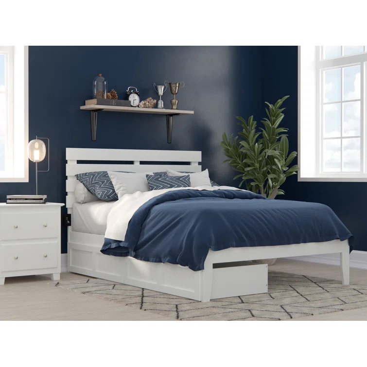 Madaket Premium Wood Farmhouse Storage Platform Bed with Under Bed Drawers