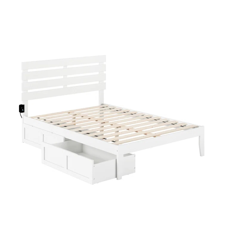 Madaket Premium Wood Farmhouse Storage Platform Bed with Under Bed Drawers