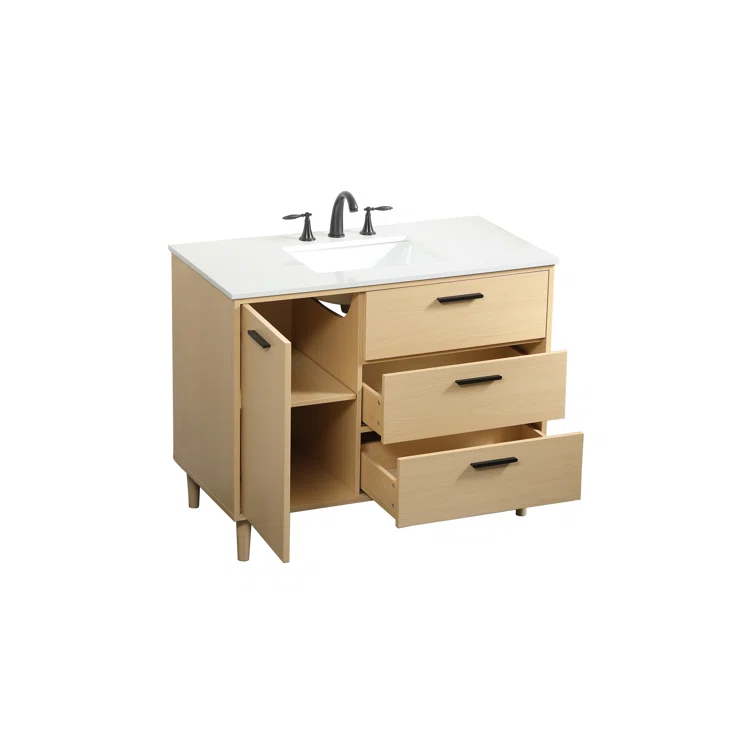 Baldwin 42'' Single Bathroom Vanity with Engineered Marble Top