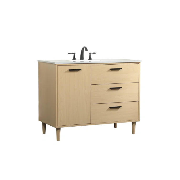 Baldwin 42'' Single Bathroom Vanity with Engineered Marble Top