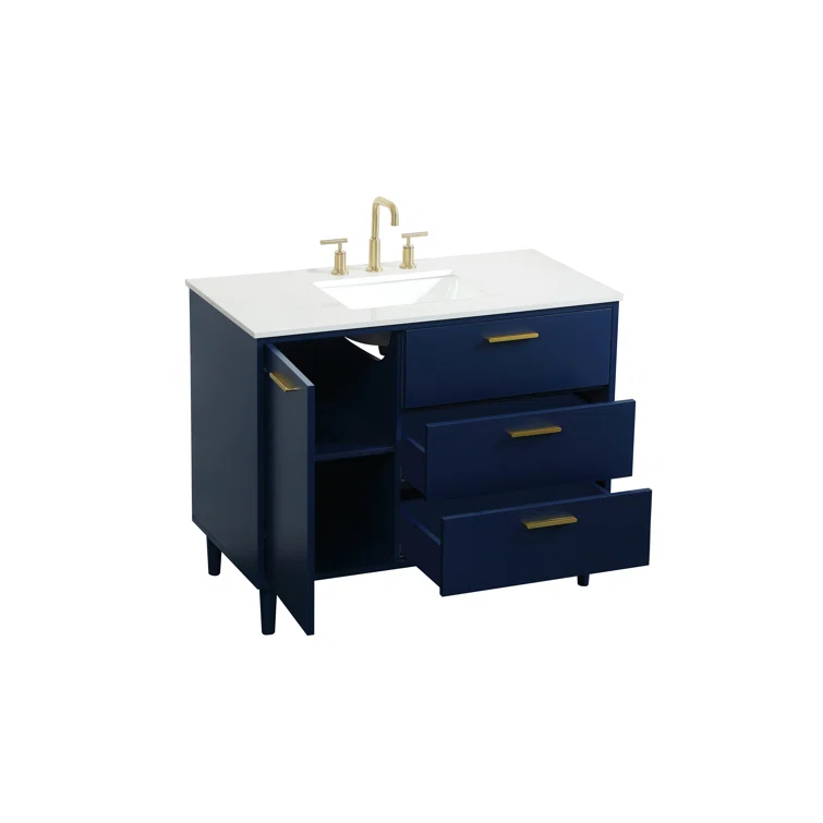 Burroughs 42'' Single Bathroom Vanity with Engineered Marble Top